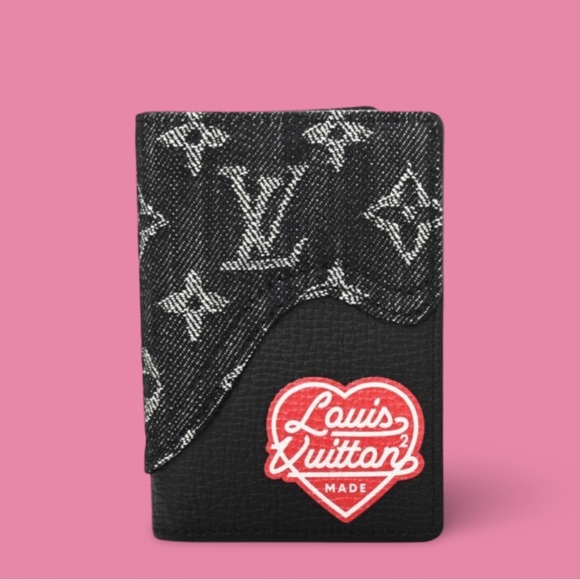 X NIGO Taurillon Monogram Denim Drip Pocket Organizer Black - Picture 1 of 12